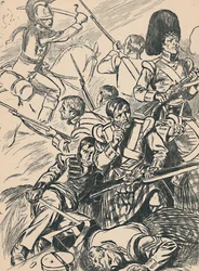 Soldados británicos en la Batalla de Waterloo, c1907