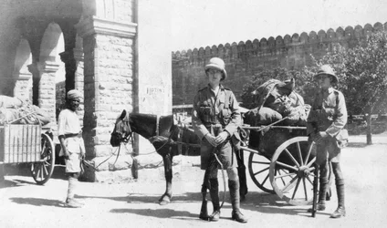 Transporte del ejército británico, Agra, India, 1916-1917