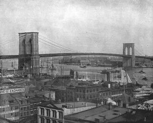 Puente de Brooklyn, Nueva York, EE.UU., c1900