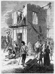 Construcción de una estación de telégrafo Chappe, c1793, c1870