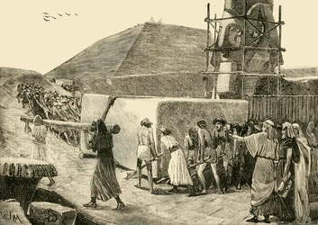 Construyendo una pirámide, 1890