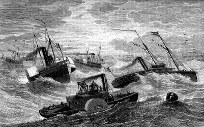Expedición de Burnside cruzando Hatteras Bar, Carolina del Norte, 1861-1862 c1880
