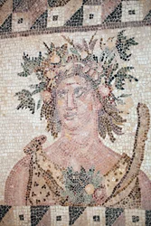 Busto de Primavera - Detalle del panel de las Cuatro Estaciones - Mosaicos de Pafos, Casa de Dionisio - Chipre - Personificación de la Primavera - Detalle del mosaico de las cuatro estaciones - Mosaicos de Pafos, Casa de Dionisio - Final del siglo II despu