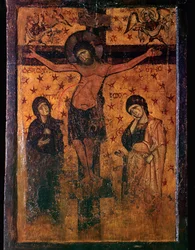 Icono bizantino de la Crucifixión