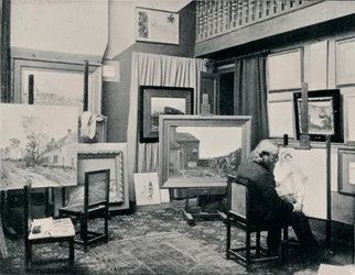 C. Cazin en su estudio, c1897