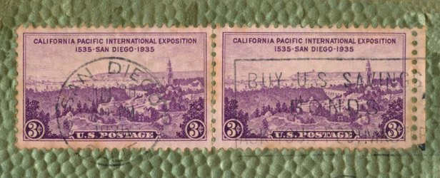 Exposición Internacional California Pacific - sello postal de EE. UU., hacia 1935