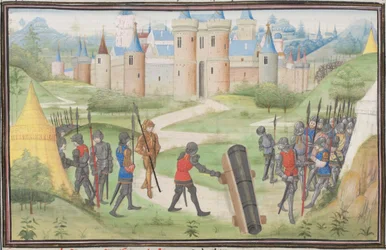 Campamento de los cruzados cerca de Jerusalén. Miniatura de la Historia de Guillermo de Tiro, 1460s