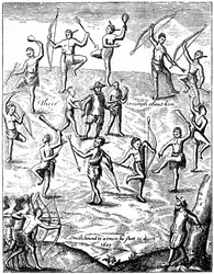 El capitán John Smith capturado por los indios, Virginia, 1607