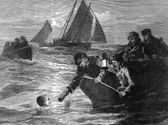 Capitán Matthew Webb, el primer hombre en nadar el Canal de la Mancha, 1875