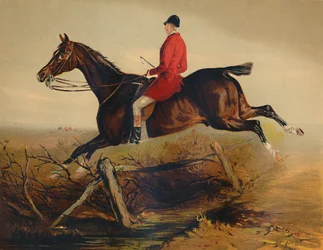 El capitán Percy Williams en un cazador irlandés favorito, c1879