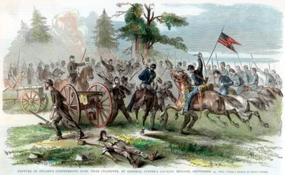 Captura de cañones confederados, cerca de Culpeper, Virginia, Guerra Civil Americana, 14 de septiembre de 1863