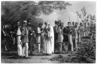 Captura del Rey de Delhi por el Capitán Hodson, 1858, c1860