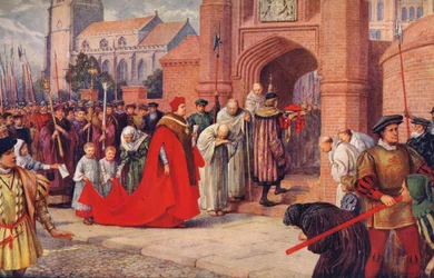 El Cardenal Wolsey posiblemente entrando en el Palacio de Hampton Court