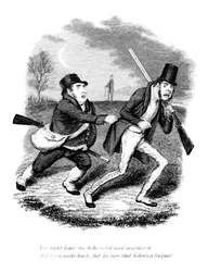 Caricatura mostrando cazadores o furtivos, siglo XIX