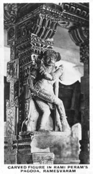 Figura tallada en la pagoda Rami Perams, Ramesvaram, India, c1925
