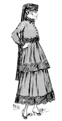 Moda de mujer de Cachemira con borde de seda, 1915