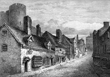 Puerta del castillo, Shrewsbury, Shropshire, 1893