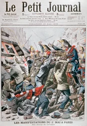 Carga de caballería durante la manifestación del 1 de mayo en París, 1906
