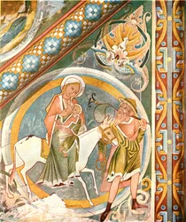 Decoración del techo en la Capilla de Saint-Julien, Le Petit-Quevilly, Normandía, Francia, 1928