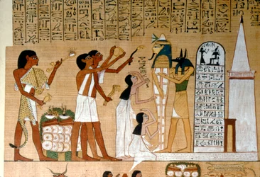Ceremonia de apertura de la boca de la momia antes de la tumba, c. 1300 a.C.