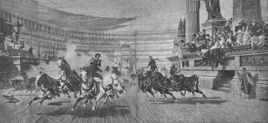 Carreras de carros en el Circo Máximo en Roma