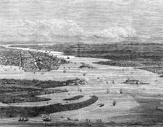 Puerto de Charleston, Carolina del Sur, con barcos hundidos