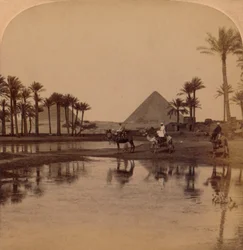 Keops desde el fértil Valle del Nilo, Egipto, 1896