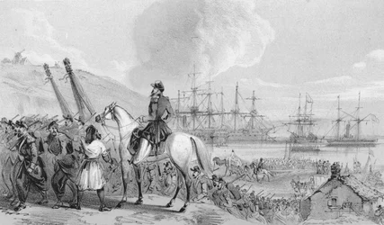 Cherson - Bahía de los Cosacos. Lugar de desembarco y depósito francés, c1850s