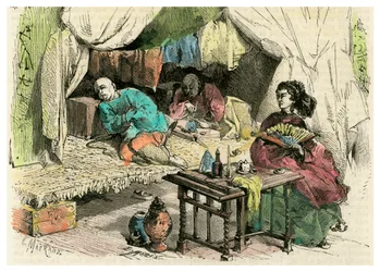 Fumadores de opio chinos, siglo XIX