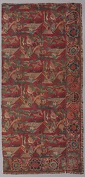 Cubrecama o colgante de chintz con un patrón inspirado en Japón, mitad derecha, primera mitad del siglo XVIII