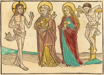 Cristo mostrando sus heridas a Pedro, la Magdalena y el buen ladrón