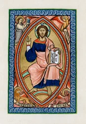 Cristo en gloria con los símbolos de los cuatro Evangelistas, c1200