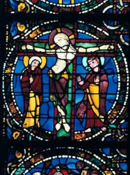 Cristo en la Cruz, vidriera, Catedral de Chartres, Francia, 1194-1260