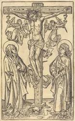Cristo en la cruz con ángeles, c. 1490