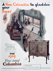 Anuncio navideño para gramófonos Columbia, 1928