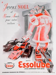 Anuncio navideño para aceite de motor Essolube, 1938
