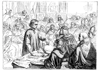 Cristóbal Colón ante el Consejo en Salamanca, España, 1487