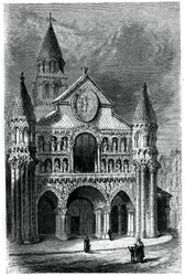 Iglesia de Notre Dame de la Grande, Poitiers, Francia, siglo XII, 1870