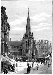 Iglesia de San Martín en el Bull Ring, Birmingham, West Midlands, 1887