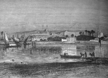 Ciudadela en El Cairo, desde el Nilo, c1882