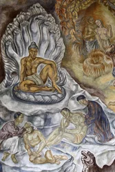 Pintura colonial en el Salón del Mariscal Hubert Lyautey (detalle), Museo de la Historia de la Inmigración, París, Francia