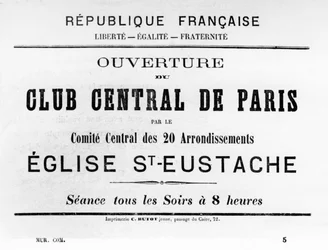 Club Central de París, de los carteles políticos franceses de la Comuna de París, mayo de 1871
