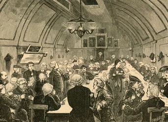 Cogers Hall, de una impresión antigua, 1897