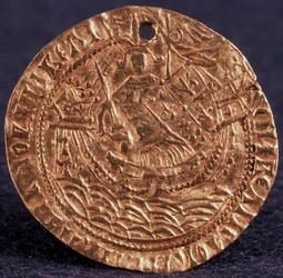 Moneda Korabelnik del Zar Iván III Reverso: Gobernante en su barco, 1471-1490