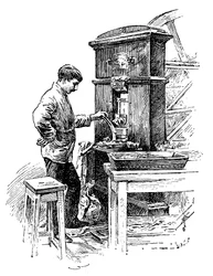 Prensa de acuñación en la Real Casa de la Moneda, Londres, 1891