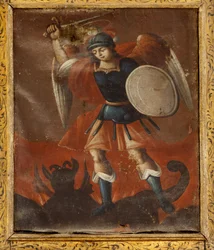 Colegiata de San Millán de la Cogolla. Interior. Pintura. San Miguel.