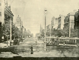 Calle Collins, Melbourne, desde los Edificios del Tesoro, 1901