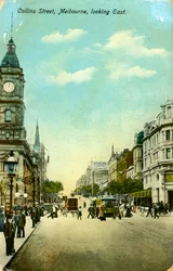 Calle Collins, mirando al este, Melbourne, Victoria, Australia, c1900s