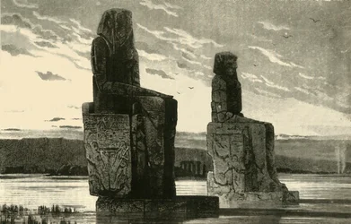 Estatuas colosales en Tebas, 1890