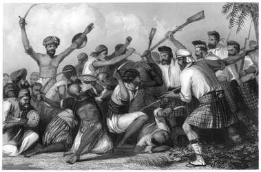 Conflicto con los Ghazees antes de Bareilly, 6 de mayo de 1858, c. 1860